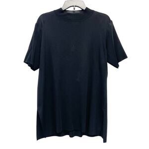 Exclusively Misook Women's Black Mock Short Sleeve Acrylic Sweater‎ Top Size